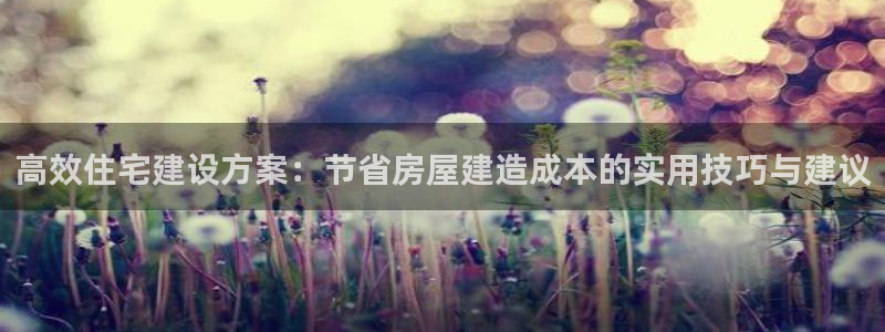 78mapp威九国际成长视频：高效住宅建设方案：节省房屋建造成本的实用技巧与建议